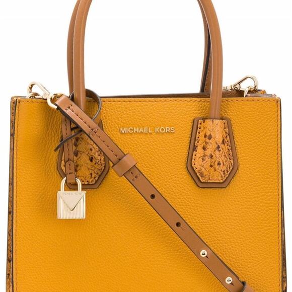Michael Kors Mercer Large Pebbled Leather Accordion Tote- Marigold - Picture 3 of 11